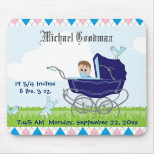 Cute  Blue Baby Carriage Muismat
