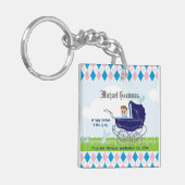 Cute  Blue Baby Carriage Sleutelhanger (Voorkant Links)