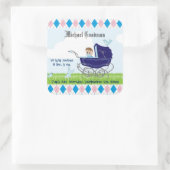 Cute  Blue Baby Carriage Vierkante Sticker (Tas)