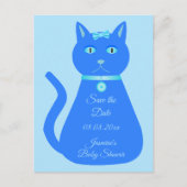Cute Blue Baby Cat Custom Baby shower Briefkaart (Voorkant)
