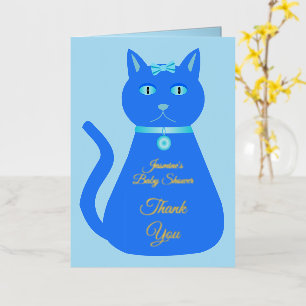 Cute Blue Baby Cat Custom Baby shower Folie Wenskaart