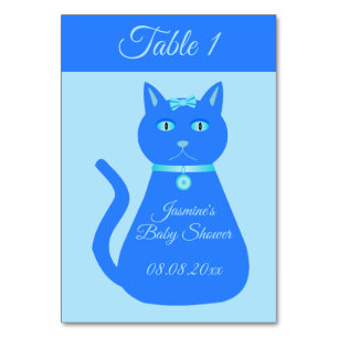 Cute Blue Baby Cat Custom Baby shower Kaart