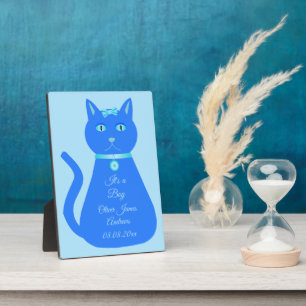 Cute Blue Baby Cat Custom Birth Notice Fotoplaat