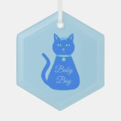 Cute Blue Baby Cat Custom First Kerstmis Glas Ornament (Voorkant)