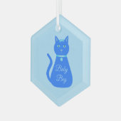 Cute Blue Baby Cat Custom First Kerstmis Glas Ornament (Voorkant links)