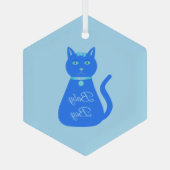 Cute Blue Baby Cat Custom First Kerstmis Glas Ornament (Achterkant)