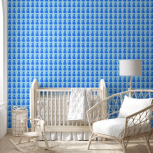 Cute Blue Baby Cat Pattered Behang