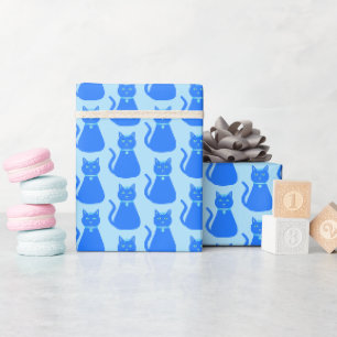Cute Blue Baby Cat Pattered Cadeaupapier