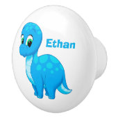 Cute Blue Baby Dinosaur Keramische Knop (Rechts)