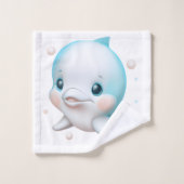 Cute Blue Baby Dolphin Bad Handdoek (Wasdoekje)