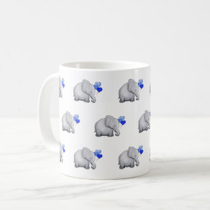 Cute Blue Baby Elephants Pattern Nursery Koffiemok