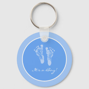 Cute Blue Baby Footprint is een Baby shower Sleutelhanger