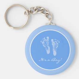 Cute Blue Baby Footprint is een Baby shower Sleutelhanger