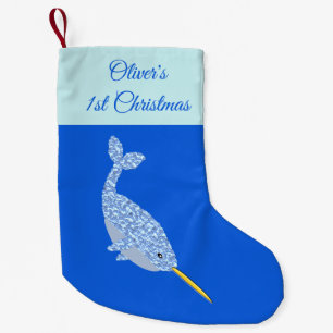 Cute Blue Baby Narwhal Aangepast 1 Kerstmis Kleine Kerstsok