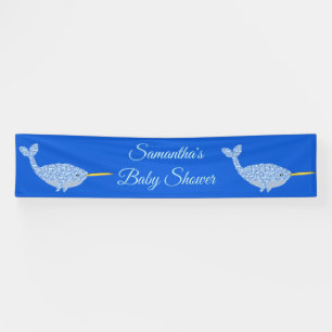 Cute Blue Baby Narwhal Baby shower Custom Spandoek