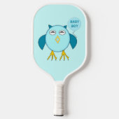 Cute Blue Baby Owl Pickleball Paddle (Achterkant)