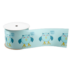 Cute Blue Baby Owl Ribbon Lint