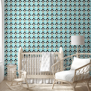 Cute Blue Baby Penguin Patterned Behang