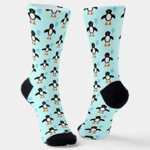 Cute Blue Baby Penguin Patterned Sokken