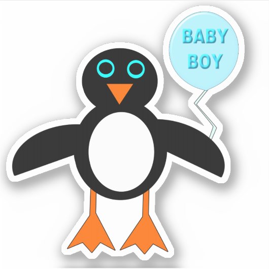 Cute Blue Baby Penguin Shaped Sticker (Voorkant)