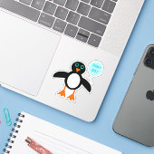 Cute Blue Baby Penguin Shaped Sticker (Laptop met iPhone)