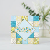 Cute Blue Baby Quilt Baby shower invitation (Debout devant)