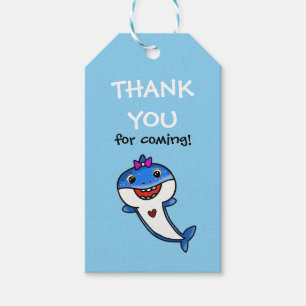 Cute Blue Baby Shark Boy 1st Birthday Dank je Cadeaulabel