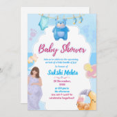 Cute Blue Baby Shower Invitation (Devant / Derrière)