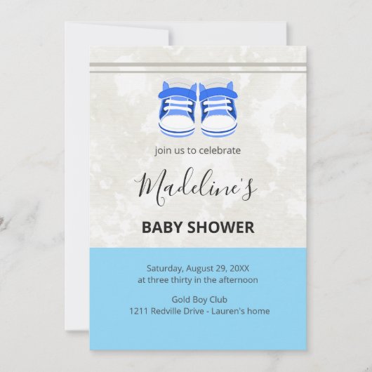 Cute Blue Baby Shower Invitation – Baby Boy Custom (Devant)