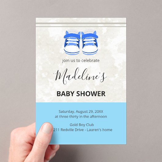 Cute Blue Baby Shower Invitation – Customizable (In situ (ordinateur de poche))