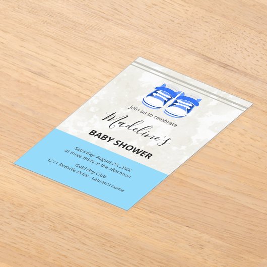 Cute Blue Baby Shower Invitation – Customizable  (Poser)