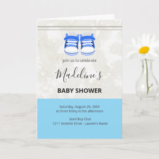 Cute Blue Baby Shower Invitation – Customizable  Kaart
