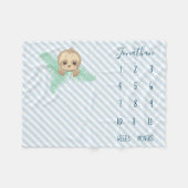 Cute Blue Baby Sloth Baby Milestone Fleece Deken (Voorkant (Horizontaal))