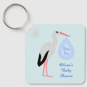 Cute Blue Baby Stork Baby shower Sleutelhanger
