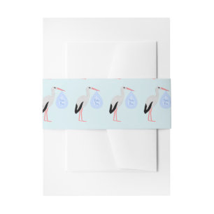 Cute Blue Baby Stork Baby shower Uitnodigingen Wikkel