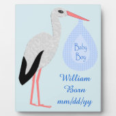 Cute Blue Baby Stork Birth Notice Fotoplaat (Voorkant)