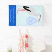 Cute Blue Baby Stork Birth Notice Spandoek (Insitu)