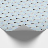 Cute Blue Baby Stork Cadeaupapier (Hoek)