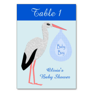 Cute Blue Baby Stork Custom Baby shower Kaart
