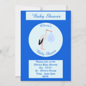 Cute Blue Baby Stork Custom Baby shower Magnetische Uitnodiging (Voorkant)