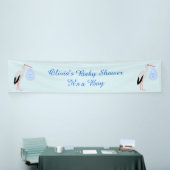 Cute Blue Baby Stork Custom Baby shower Spandoek (Beurs)