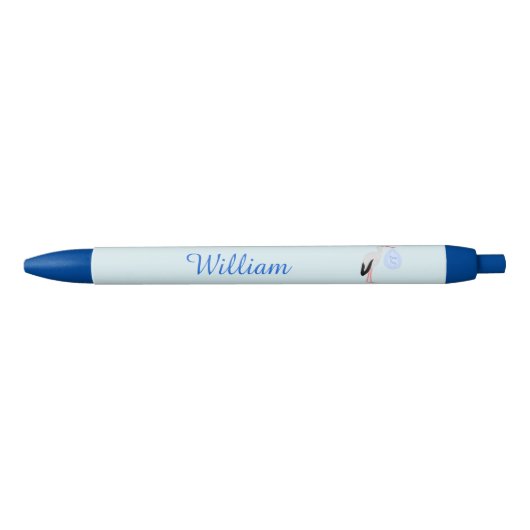 Cute Blue Baby Stork Custom Blauwe Inkt Pen (Voorkant)
