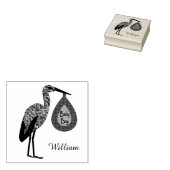 Cute Blue Baby Stork Custom Rubberstempel (Gestempeld)