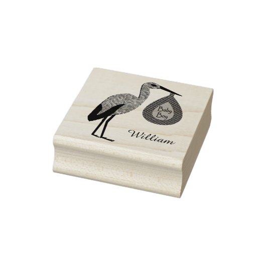 Cute Blue Baby Stork Custom Rubberstempel (Stempel)
