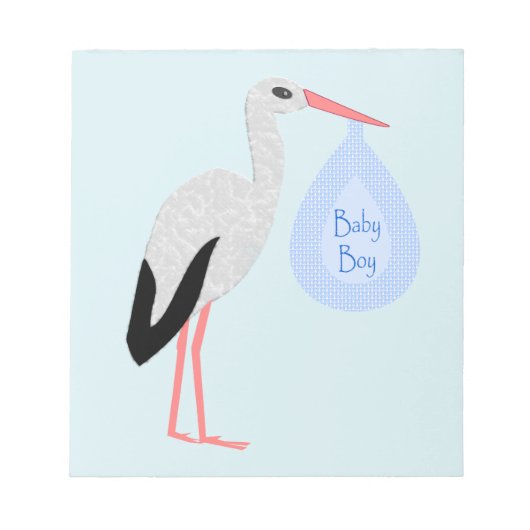 Cute Blue Baby Stork Notitieblok (Voorkant)