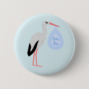 Cute Blue Baby Stork Ronde Button 5,7 Cm