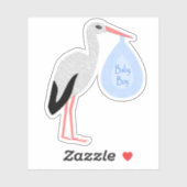 Cute Blue Baby Stork Sticker (Vel)