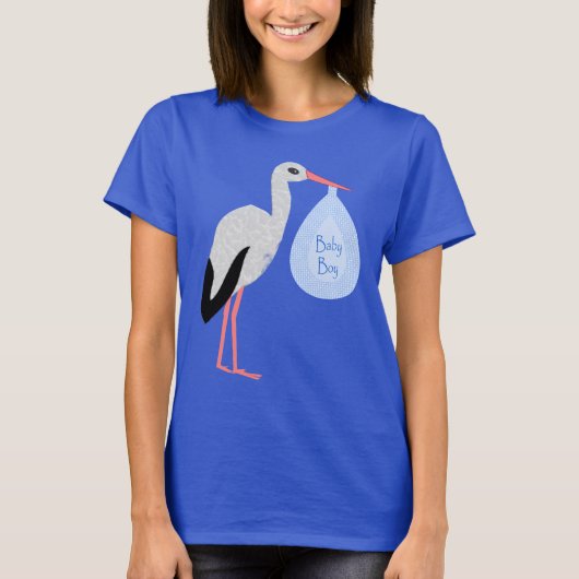 Cute Blue Baby Stork T-shirt (Voorkant)