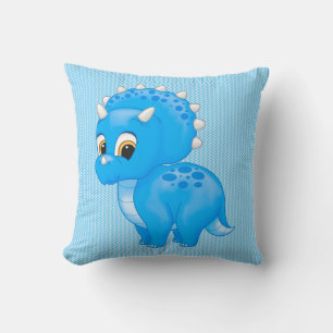 Cute Blue Baby Triceratops Dinosaur Kussen