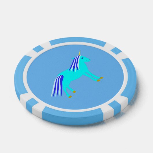 Cute Blue Baby Unicorn Poker Chips (Enkel)